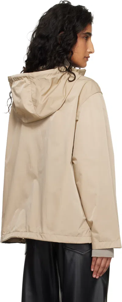 Moncler Cassiopea Hooded Polyester Jacket Drawstring Pockets In Neutral