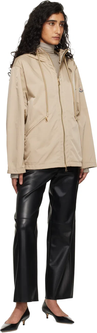 Moncler Cassiopea Hooded Polyester Jacket Drawstring Pockets In Neutral