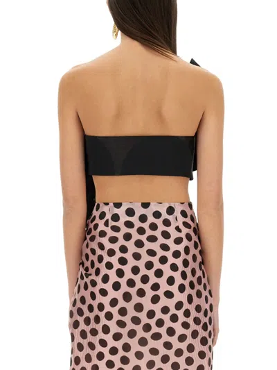 Nina Ricci Twisted Polka Dots Top In Black