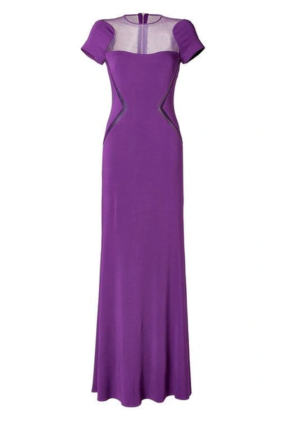 Elie Saab Sheer Panel Gown In Royal Purple