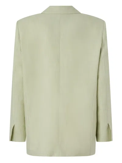 Pinko Flap Pocket Button Fastening Long Sleeve Jacket With Peaked Lapels In Green