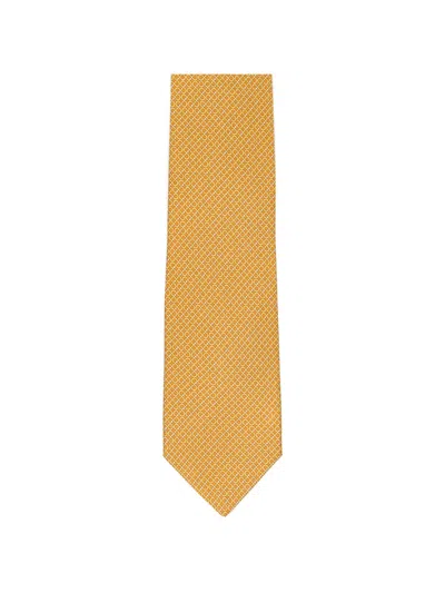 Ferragamo Patterned Silk Tie In Brown