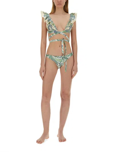 Zimmermann Bikini Set In Smooth Stretch Fabric In Multi