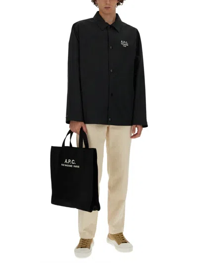 Apc A.p.c. Men Black Polyester Blend Regis Jacket In Black