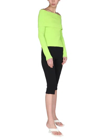 Msgm Embossed Fabric Fitted Top In Green