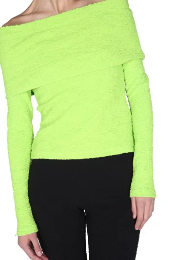 Msgm Embossed Fabric Fitted Top In Green