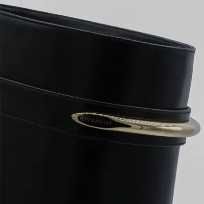 Givenchy Black Sandals With Logo Plaque On The Front And High Wedge Heel In Leather Woman