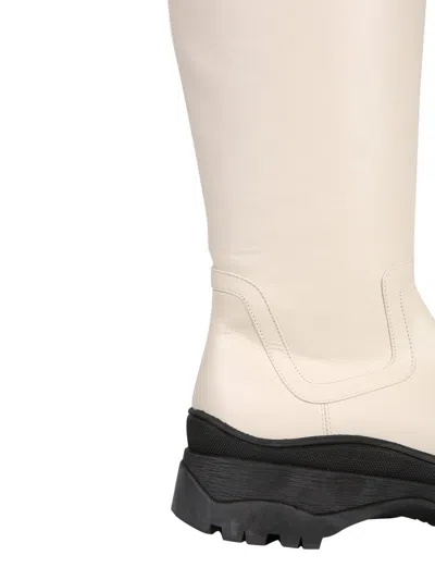 Staud Side Zip Leather Boots In White