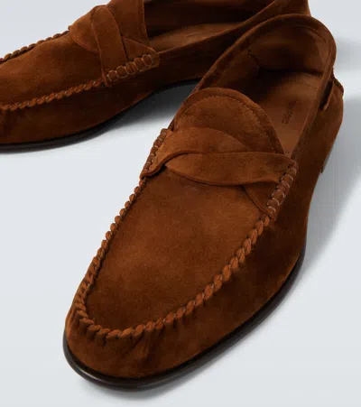 Tom Ford Ripley Loafers Penny Strap Round Toe Suede In Brown