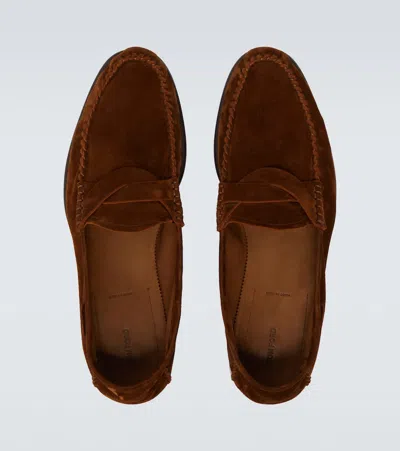 Tom Ford Ripley Loafers Penny Strap Round Toe Suede In Brown