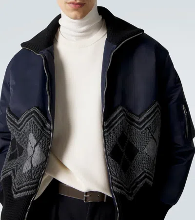 Loewe Argyle Technical Twill Jacket In Blue