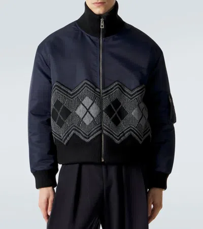 Loewe Argyle Technical Twill Jacket In Blue