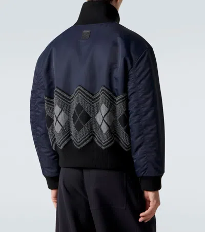 Loewe Argyle Technical Twill Jacket In Blue