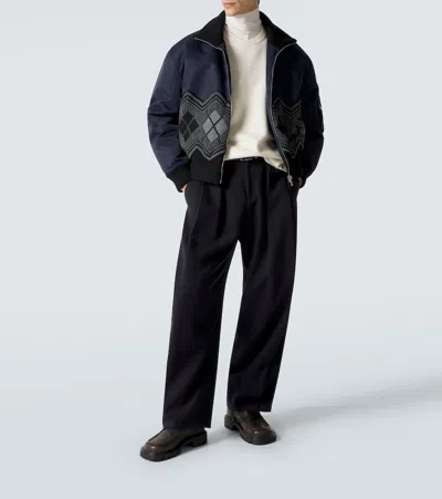 Loewe Argyle Technical Twill Jacket In Blue