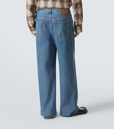 Loewe Denim Trousers Belt Loops Embroidered Back Pockets In Blue