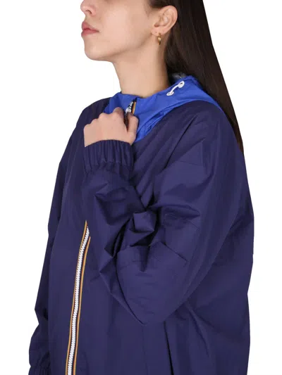 K-way Unisex High Neck Hooded Jacket In Blue