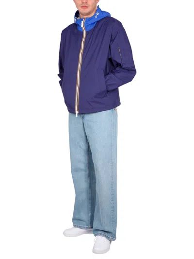 K-way Unisex High Neck Hooded Jacket In Blue