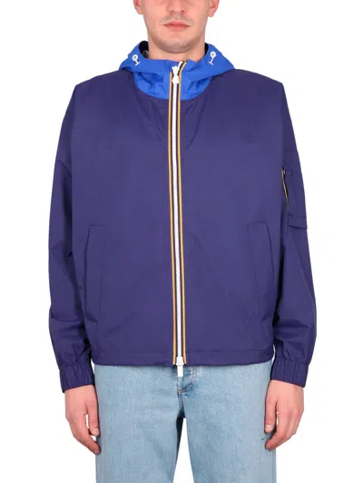 K-way Unisex High Neck Hooded Jacket In Blue