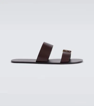 Saint Laurent Brown Calf Leather Bos Taurus Flat Men\'s Sandals Manebi Brown Calf Leather Bos Taurus Flat Sandals – Ask Me Wear main image 3