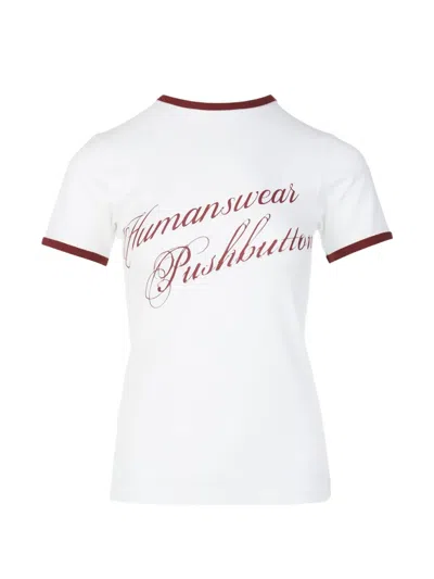 Pushbutton Short-sleeve T-shirt In White