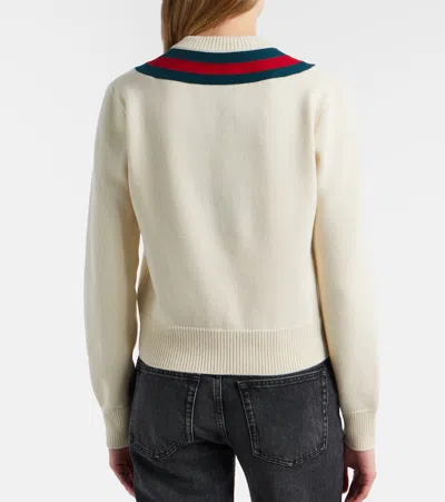 Gucci Pullover Aus Feinem Wollstrick Mit Web In White