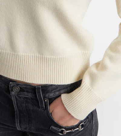 Gucci Pullover Aus Feinem Wollstrick Mit Web In White