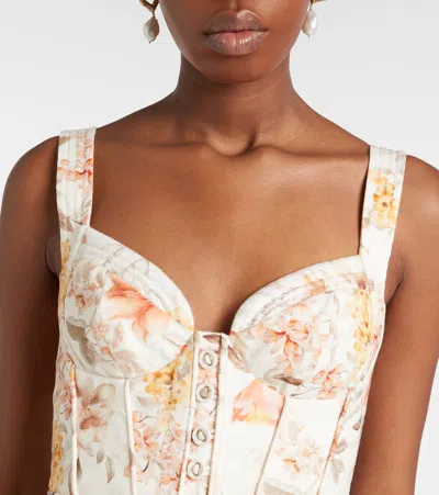 Zimmermann Luna Buttoned Picnic Dress In Cream Songbird In Multi