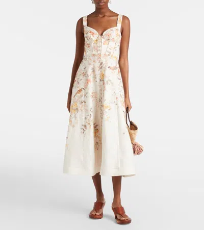 Zimmermann Luna Buttoned Picnic Dress In Cream Songbird In Multi