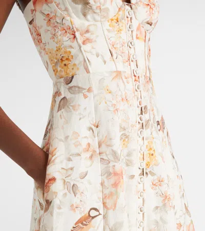 Zimmermann Luna Buttoned Picnic Dress In Cream Songbird In Multi