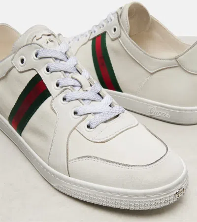 Gucci Leather Stretch Lace Up Sneakers Signature Stripe In Multi