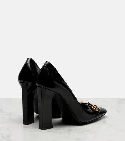 Gucci Signora Pumps Block Heel Gold Tone Hardware In Black
