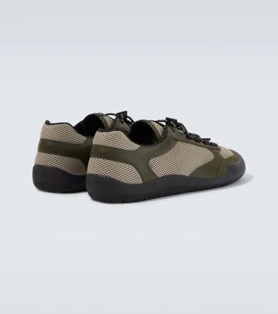 Prada Sneakers Speedrock In Leather And Mesh Fabric In Green