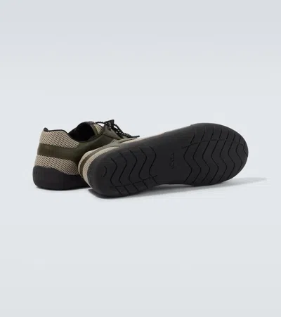 Prada Sneakers Speedrock In Leather And Mesh Fabric In Green