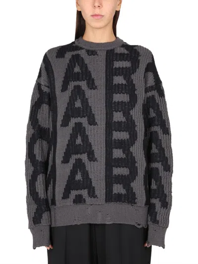 Marc Jacobs Monogram Distressed Sweater In Black