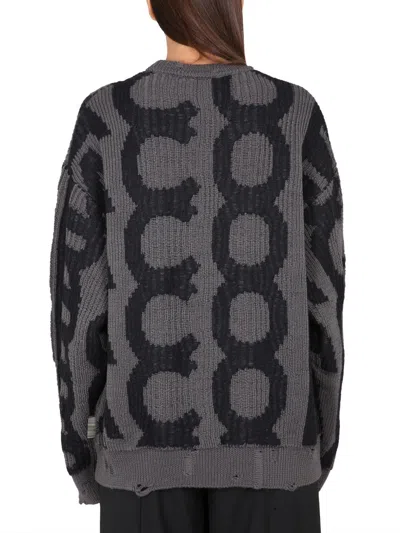 Marc Jacobs Monogram Distressed Sweater In Black