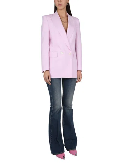 Alexander Mcqueen Women Wool Double Breasted Jacket In Pink