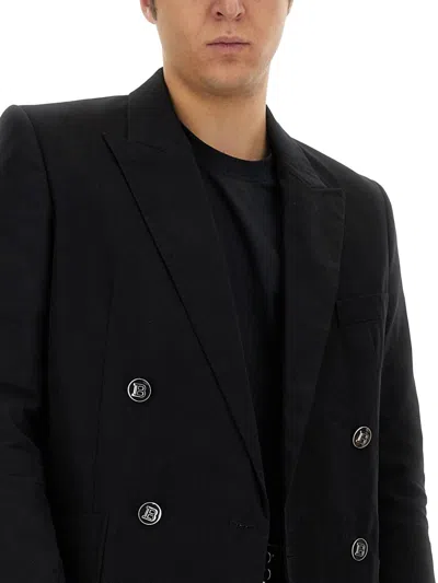 Balmain Men Double-breasted Jacket In Black