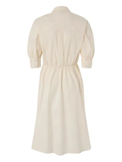 Pinko Wrap Dress Knee Length Puff Sleeves In Neutral