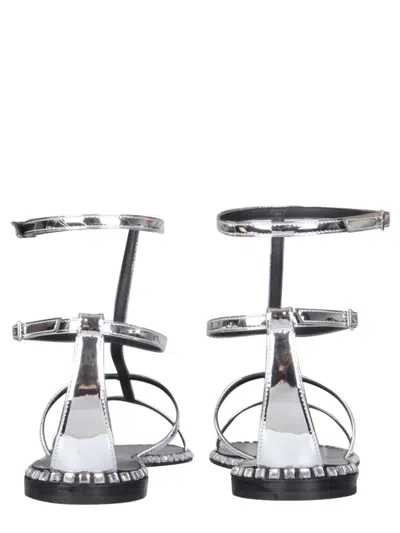 Giuseppe Zanotti Flat Gladiator Sandals With Mirrored Upper In Silver