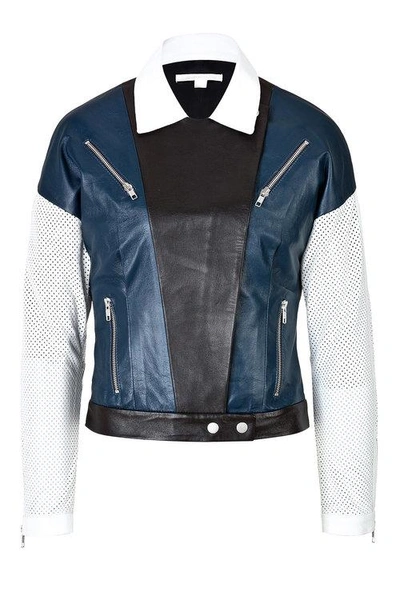 Jonathan Simkhai Leather Moto Jacket In Blue