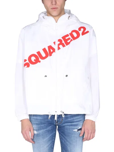 Dsquared2 Hooded High Neck Logo Print Jacket For Men In Multi