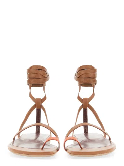 Staud Mini Gladiator Sandal With 2 Cm Heel In Brown
