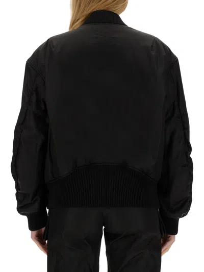 Off-white Off White Oversized Nylon Bomber Jacket In Black