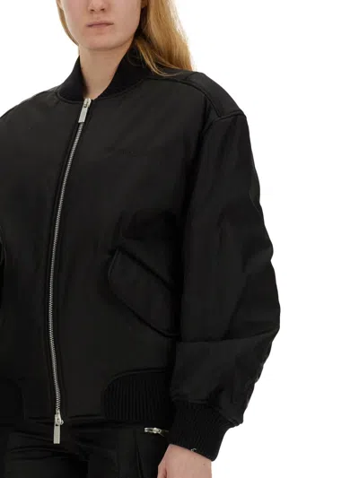 Off-white Off White Oversized Nylon Bomber Jacket In Black