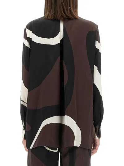 Kiton Abstract Pattern Silk Shirt In Black