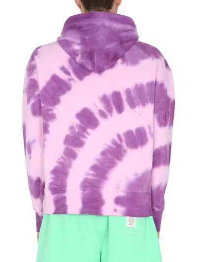 Msgm Printed Sweatshirt With Micro Logo In Purple