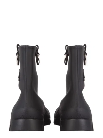 Msgm Round-toe Ankle Leather Boot In Black