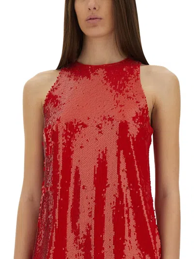 Msgm Sequined Dress In Red