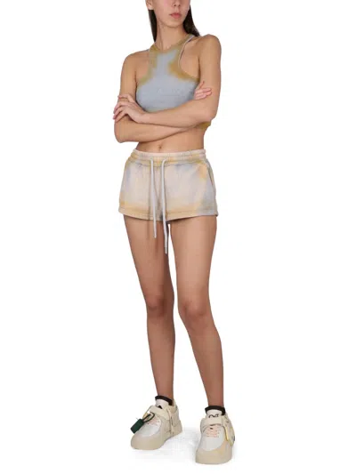 Off-white Tie-dye Patterned Shorts For Summer In Neutral