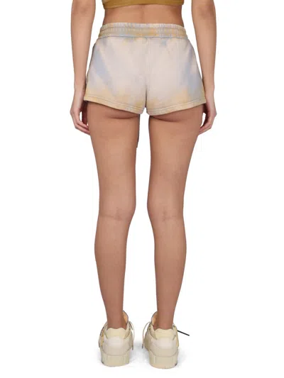 Off-white Tie-dye Patterned Shorts For Summer In Neutral